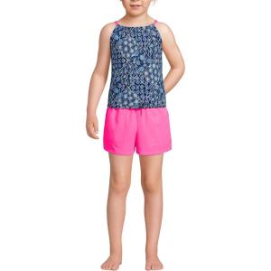 imageLands End Girls Chlorine Resistant Tankini Top Woven Short SetDeep Sea NavyMulti Floral Mix