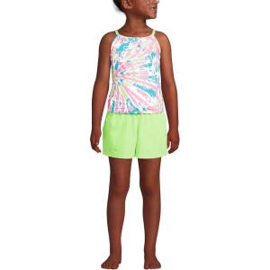 imageLands End Girls Chlorine Resistant Tankini Top Woven Short SetWhite Multi Tie Dye