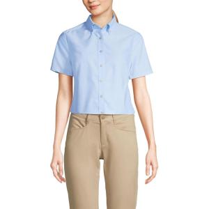 imageLands End Womens Short Sleeve Oxford Dress ShirtBlue