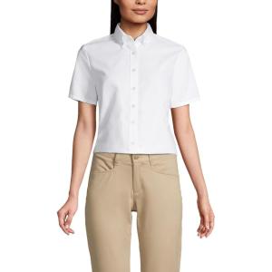 imageLands End Womens Short Sleeve Oxford Dress ShirtWhite