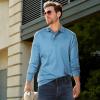 imageLands End Mens Long Sleeve Supima Cotton Polo ShirtMuted Blue