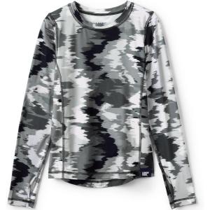 imageLands End Boys Thermal Base Layer Long Underwear Thermaskin Crew Neck ShirtBlackGray Ikat