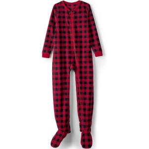 imageLands End Kids Footed Fleece SleeperRed Buffalo Plaid