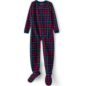 imageLands End Kids Footed Fleece SleeperRedDark Navy Multi