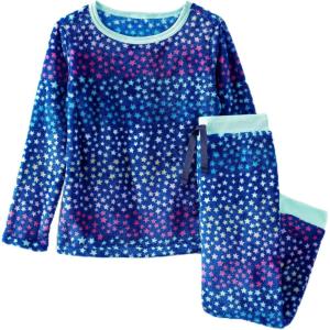 imageLands End Kids Long Sleeve Plush Fleece Pajama SetBlue Stargazer Multi