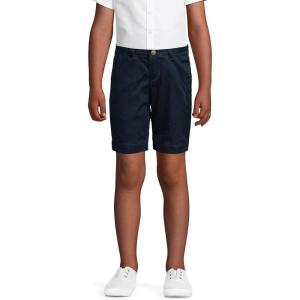 imageLands End Little Girls Slim Plain Front Blend Chino ShortsClassic Navy