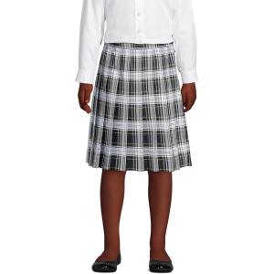 imageLands End School Uniform Girls Plaid Pleated Skirt Below The KneeWhite Plaid