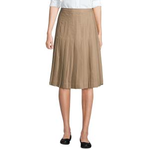 imageLands End School Uniform Womens Solid Pleated Skirt Below The KneeKhaki