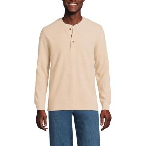 imageLands End Mens Long Sleeve Thermal Waffle HenleyFrench Pecan Heather