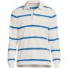 imageLands End Mens Long Sleeve Textured Rugby PoloIvoryVista Blue Rugby Stripe