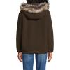 imageLands End Womens Hooded Half Zip Faux Fur Sherpa Fleece PulloverDeep Chocolate