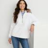 imageLands End Womens Hooded Half Zip Faux Fur Sherpa Fleece PulloverWhite