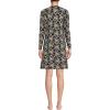 imageLands End Womens Cotton Interlock Long Sleeve Above the Knee NightgownBlackCoriander Floral