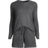 imageLands End Womens Cozy Brushed Rib 2 Piece Pajama Set  Long Sleeve Top and ShortsGray Melange