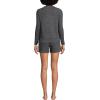 imageLands End Womens Cozy Brushed Rib 2 Piece Pajama Set  Long Sleeve Top and ShortsGray Melange