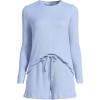 imageLands End Womens Cozy Brushed Rib 2 Piece Pajama Set  Long Sleeve Top and ShortsLight Cornflower