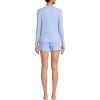 imageLands End Womens Cozy Brushed Rib 2 Piece Pajama Set  Long Sleeve Top and ShortsLight Cornflower