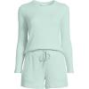 imageLands End Womens Cozy Brushed Rib 2 Piece Pajama Set  Long Sleeve Top and ShortsMint Cream