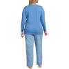 imageLands End Womens Knit Pajama Set Long Sleeve TShirt and PantsClear BlueWhite Stripes