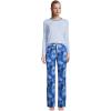 imageLands End Womens Knit Pajama Set Long Sleeve TShirt and PantsDeep Sea Navy Tie Dye Palm