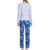 imageLands End Womens Knit Pajama Set Long Sleeve TShirt and PantsDeep Sea Navy Tie Dye Palm