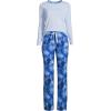 imageLands End Womens Knit Pajama Set Long Sleeve TShirt and PantsDeep Sea Navy Tie Dye Palm