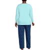 imageLands End Womens Knit Pajama Set Long Sleeve TShirt and PantsDeep Sea Navy Tiny Flowers