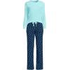 imageLands End Womens Knit Pajama Set Long Sleeve TShirt and PantsDeep Sea Navy Tiny Flowers