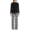 imageLands End Womens Knit Pajama Set Long Sleeve TShirt and PantsIvoryBlack Check