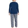 imageLands End Womens Knit Pajama Set Long Sleeve TShirt and PantsNavyLilac Scatter Ditsy