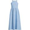 imageLands End Womens Linen Sleeveless Halter High Neck Midi DressSoft Blue Linen