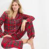 imageLands End Womens Print Flannel Pajama PantsRich Red Multi Tartan