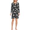 imageLands End Womens Cotton Interlock Long Sleeve Above the Knee NightgownBlack Painted Flower