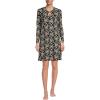 imageLands End Womens Cotton Interlock Long Sleeve Above the Knee NightgownBlackCoriander Floral