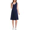 imageLands End Womens Cotton Modal Pleated Fit and Flare DressDeep Sea Navy