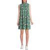 imageLands End Womens Cotton Voile Mock Neck Above The Knee Shift DressEvergreen Multi Dot Floral