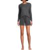 imageLands End Womens Cozy Brushed Rib 2 Piece Pajama Set  Long Sleeve Top and ShortsGray Melange