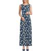 imageLands End Womens Light Weight Cotton Modal Sleeveless Tie Waist Maxi DressDeep Sea Navy Floral