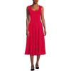 imageLands End Womens Starfish Midi Fit and Flare DressHeritage Red