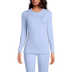 imageLands End Womens Baselayer Cozy Thermaskin Crewneck TopLight Cornflower