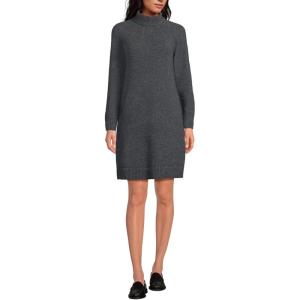 imageLands End Womens Boucle Long Sleeve Raglan Mock Neck Sweater DressCharcoal Heather