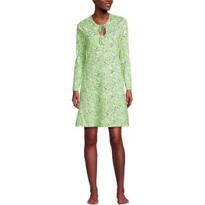 imageLands End Womens Cotton Interlock Long Sleeve Above the Knee NightgownSoft Jade Bird Song