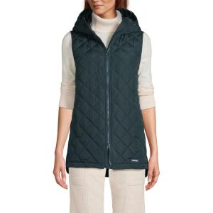 imageLands End Womens FeatherFree Insulated Hooded VestDark Green Forest