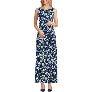 imageLands End Womens Light Weight Cotton Modal Sleeveless Tie Waist Maxi DressDeep Sea Navy Floral