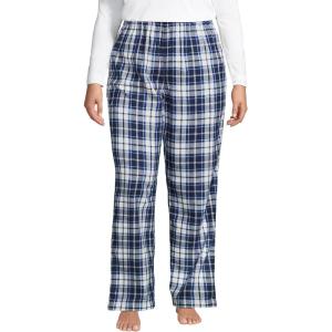 imageLands End Womens Print Flannel Pajama PantsDeep Sea NavyIvory Plaid