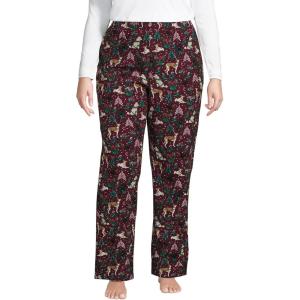 imageLands End Womens Print Flannel Pajama PantsRich Burgundy Holiday Hounds