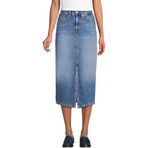 imageLands End Womens Soft Denim Midi Column SkirtBeau Blue