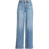 imageLands End Womens Denim High Rise Button Front Patch Pocket Wide Leg JeansBeau Blue