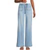 imageLands End Womens Denim High Rise Button Front Patch Pocket Wide Leg JeansArctic Indigo