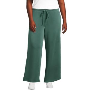 imageLands End Womens Cupro Knit Mid Rise Wide Leg PantsWashed Evergreen